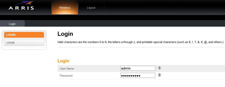 Access 192.168.0.1 Arris Router Login